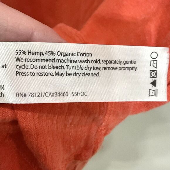 Eileen Fisher Sleeveless Hemp Dress Sz MP Petite Orange Geranium Bateau - Picture 5 of 6